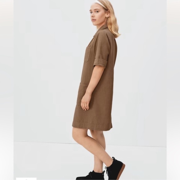 Everlane Shirt Dress Canvas Cargo Chore Patch Pocket Organic Cotton Ivory W's 14 - Picture 4 of 16